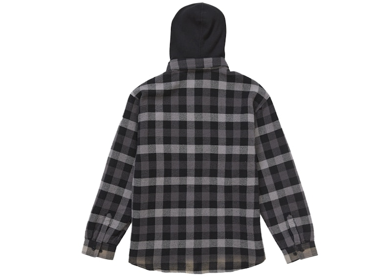 Lookbook Supreme Waffle Plaid Hooded Shirt Black
