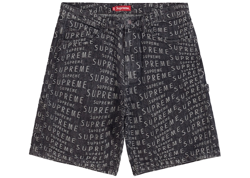Buy シュプリーム ワープロゴ デニム ペインターショーツ (黒)
