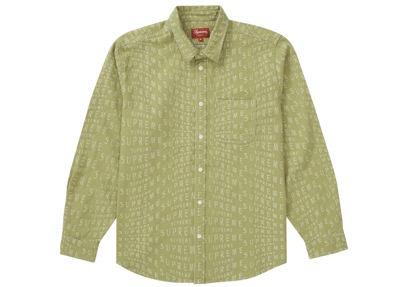 Buy Supreme Warp Jacquard Logo Kemeja Denim Sage