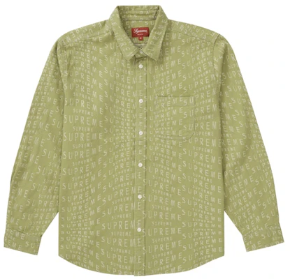 Supreme Warp Jacquard Logo Kemeja Denim Sage Buy Supreme Warp Jacquard Logo Kemeja Denim Sage