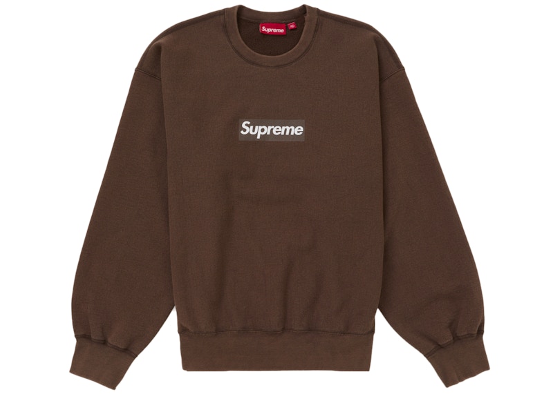 Supreme Washed Box Logo Crewneck Brown
