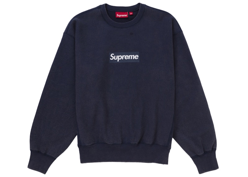 Supreme Washed Box Logo Crewneck Navy