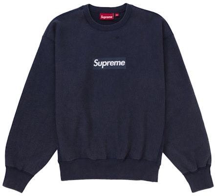 シュプリーム ウォッシュド ボックスロゴ クルーネック ネイビー Buy シュプリーム ウォッシュド ボックスロゴ クルーネック ネイビー