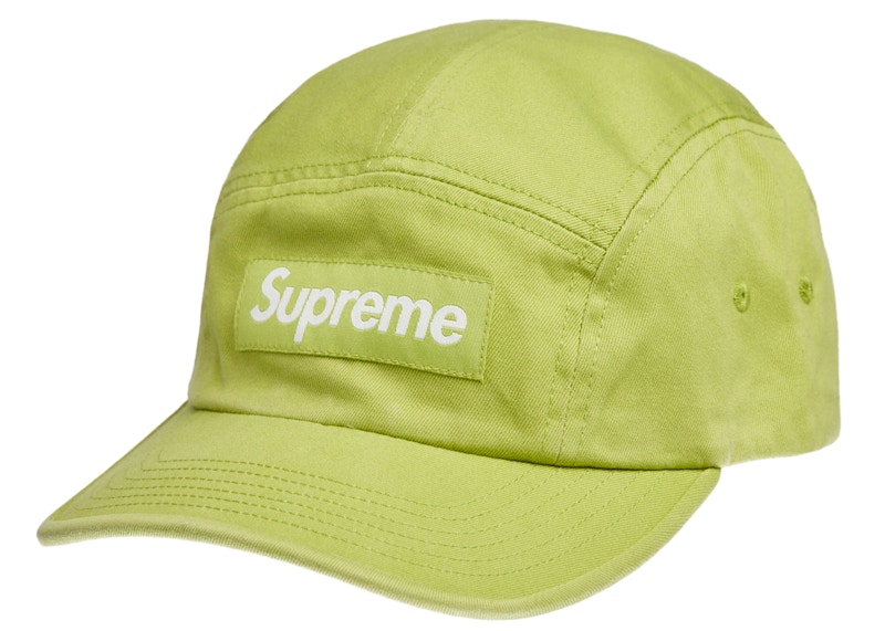 Supreme Washed Chino Twill Camp Cap (SS22) 'Dark Lime'