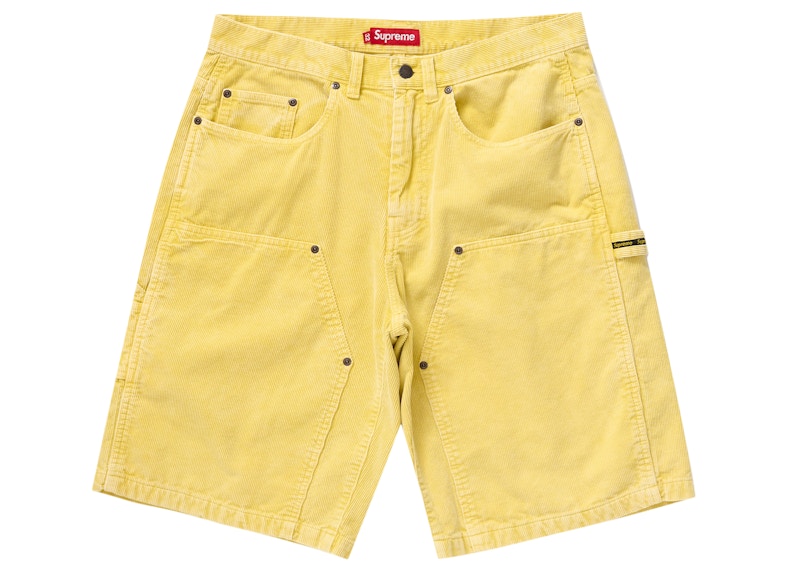 Buy Supreme Pantalón Corto de Pana Lavada Doble Rodilla Pintor Amarillo