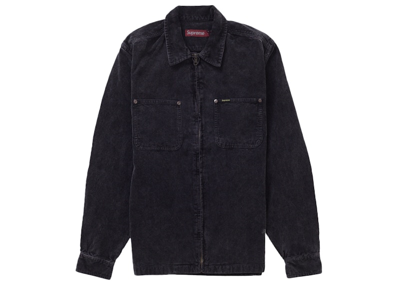 Supreme Washed Corduroy Zip Up Shirt Black