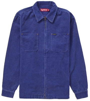 Supreme 復古水洗燈芯絨拉鍊襯衫 藍色 Buy Supreme 復古水洗燈芯絨拉鍊襯衫 藍色