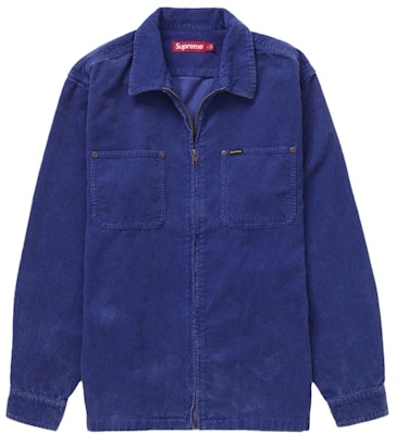 Supreme 復古水洗燈芯絨拉鍊襯衫 藍色 Order Supreme 復古水洗燈芯絨拉鍊襯衫 藍色