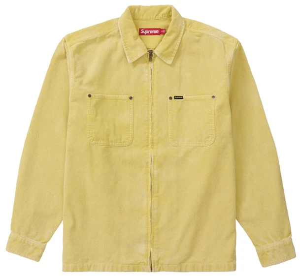 supreme-washed-corduroy-zip-up-shirt-yellow