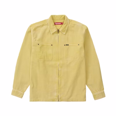 Supreme Washed Corduroy Zip Up Shirt Yellow