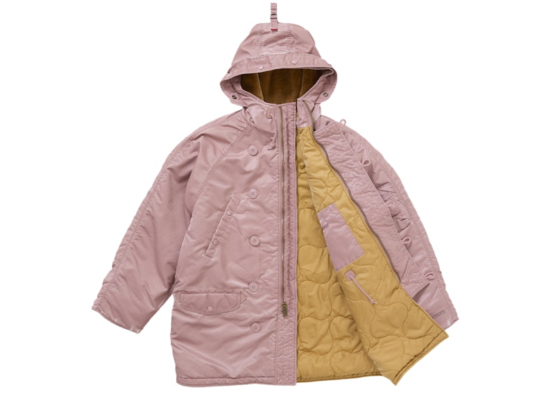 Lookbook Supreme 洗涤款飞行缎面N-3B派克大衣 粉尘粉色
