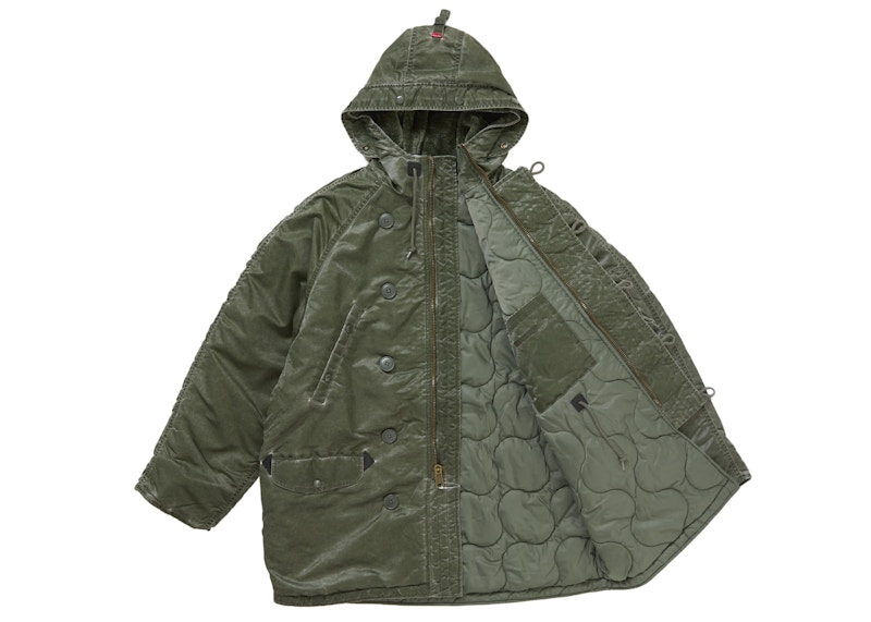 Lookbook Supreme 军绿色复古飞行缎面 N 3B 大衣