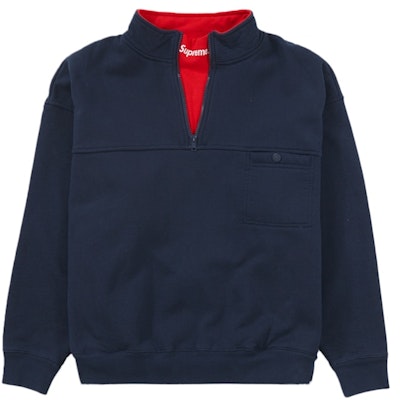 Supreme Half Zip Pullover Navy Biru Tua Order Supreme Half Zip Pullover Navy Biru Tua