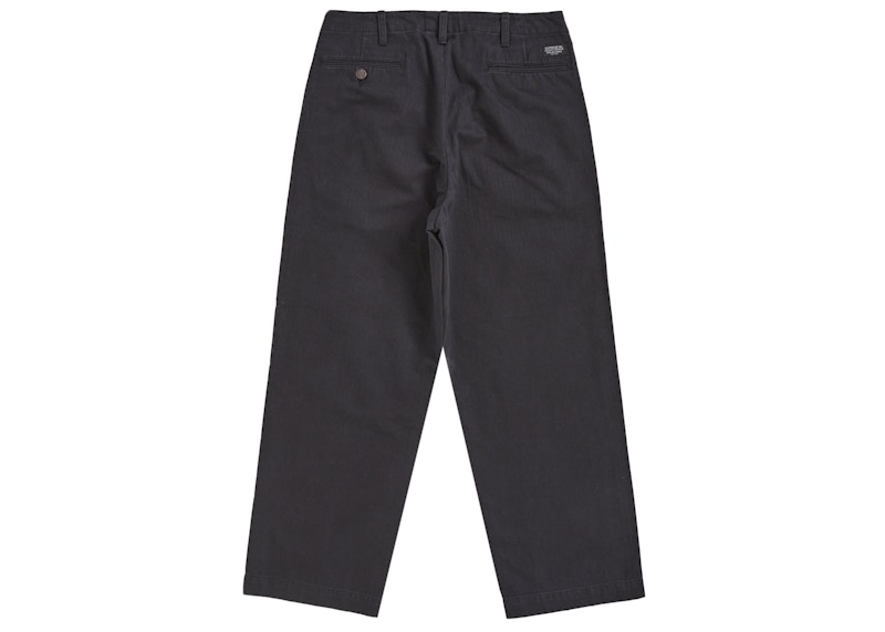 Order Supreme 黑色水洗人字纹斜纹棉裤