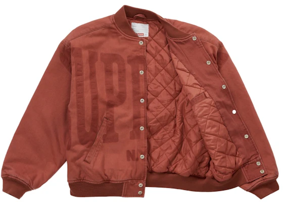 Supreme水洗撞色牛仔棒球夹克锈色 Order Supreme水洗撞色牛仔棒球夹克锈色