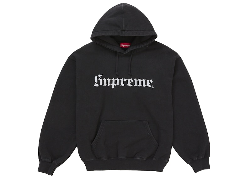 Supreme Washed Old English Hooded Sweatshirt Black