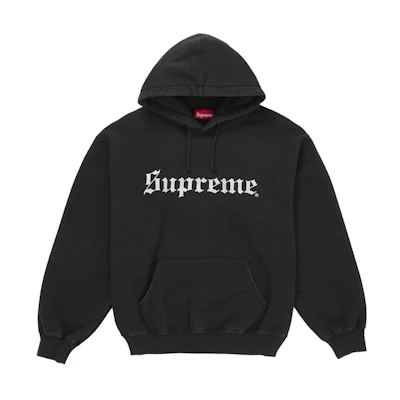 Supreme Washed Old English Hooded Sweatshirt Black