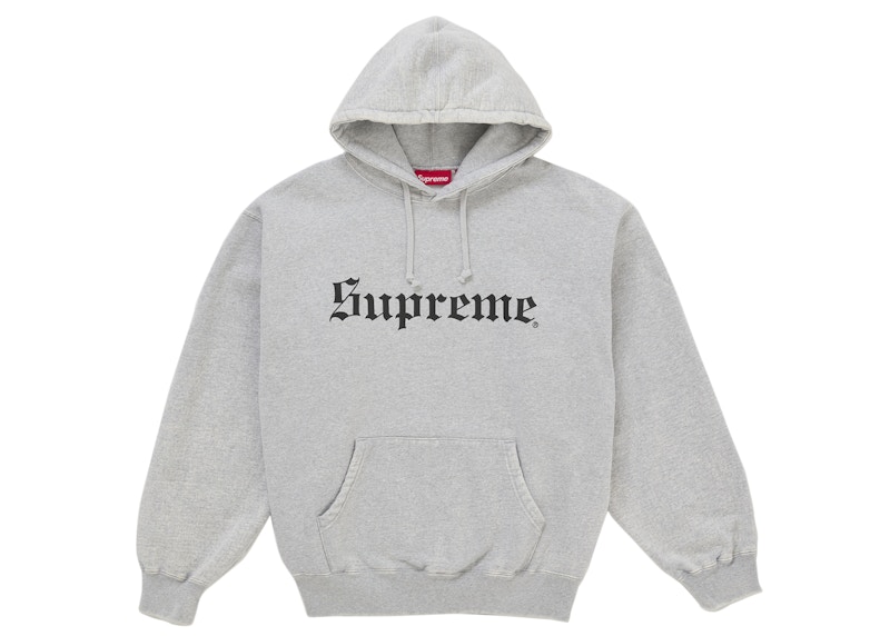 Supreme Washed Old English Hooded Sweatshirt Heather Grey