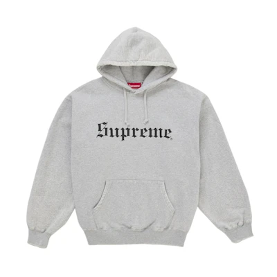 Supreme Washed Old English Hooded Sweatshirt Heather Grey
