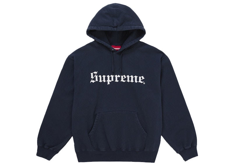 Supreme Washed Old English Hooded Sweatshirt Navy