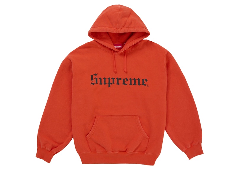 Supreme Washed Old English Hooded Sweatshirt Orange