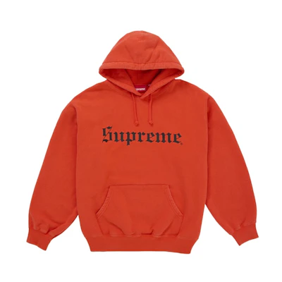 Supreme Washed Old English Hooded Sweatshirt Orange