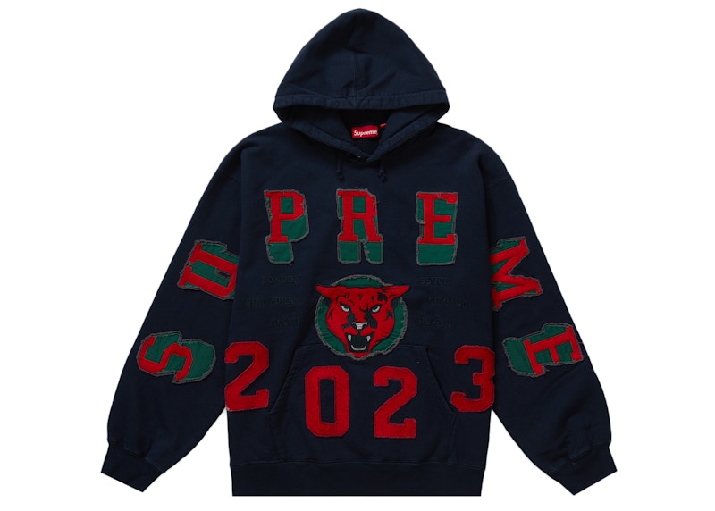 Supreme Washed Panther Hooded Sweatshirt Navy