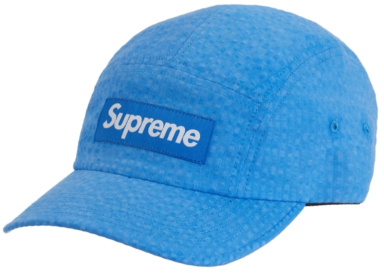 supreme-washed-seersucker-camp-cap-blue