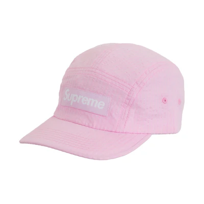 Supreme Washed Seersucker Camp Cap Light Pink