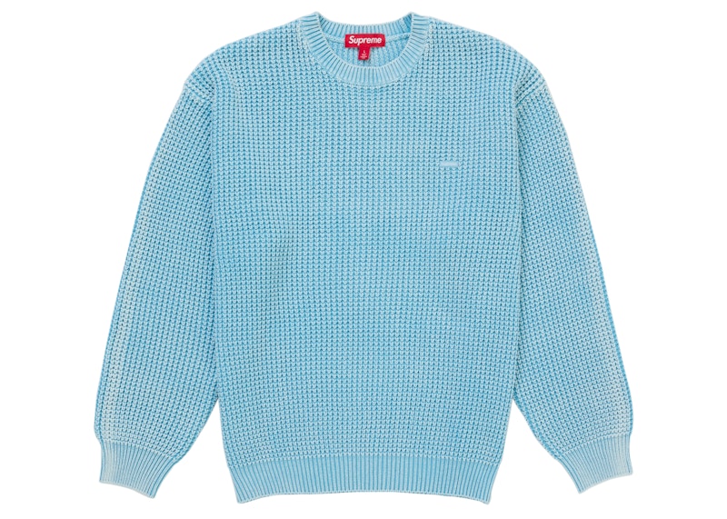 Supreme Washed Small Box Waffle Sweater Light Blue