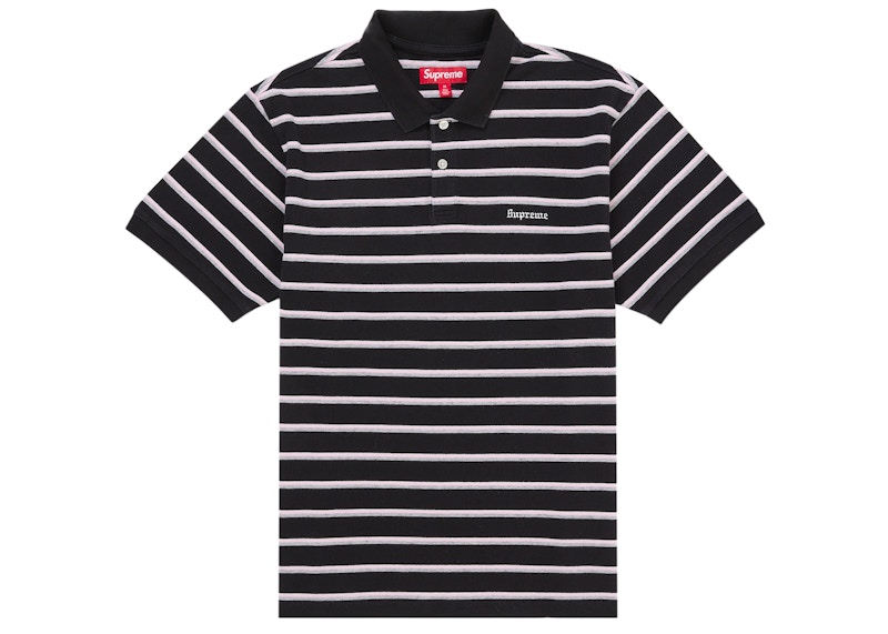 Supreme Washed Stripe Polo Black
