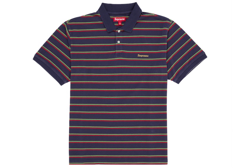 Supreme Washed Stripe Polo Navy