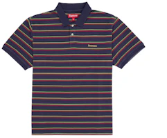 Supreme Washed Stripe Polo Navy Supreme Washed Stripe Polo Navy