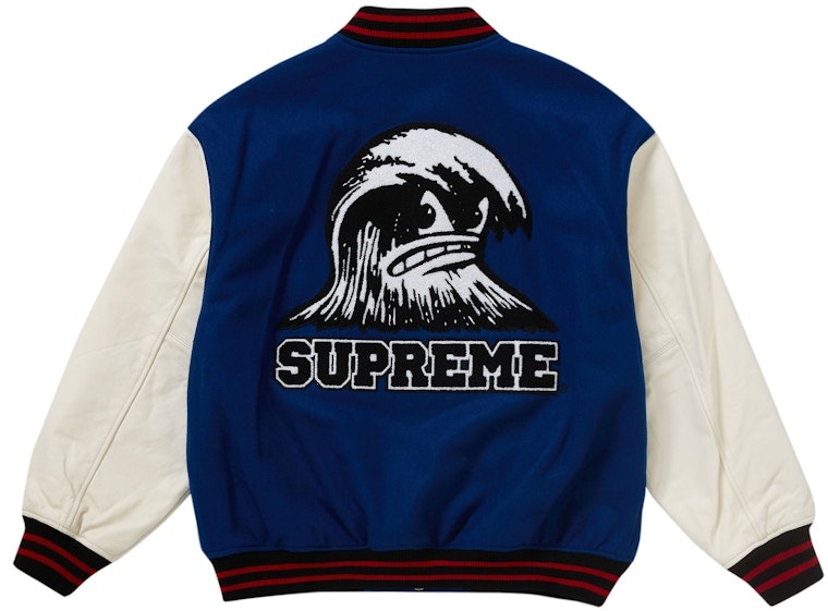 supreme-wave-varsity-jacket-blue