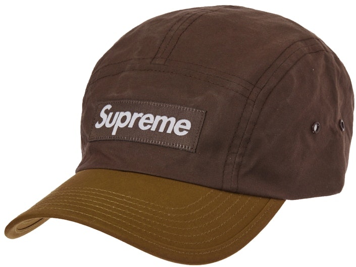 supreme-waxed-cotton-camp-cap-brown