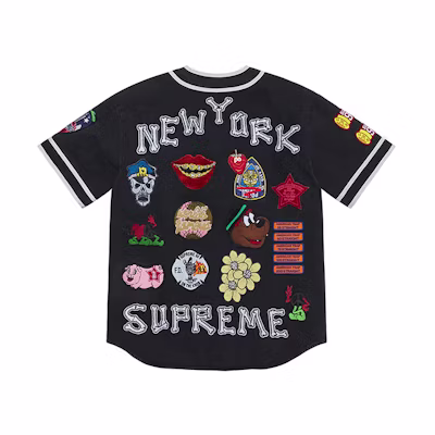 Supreme Week 10 Patches Denim Baseball Jersey Unisex V-neck Embroidered Jacket SUP-SS21-676