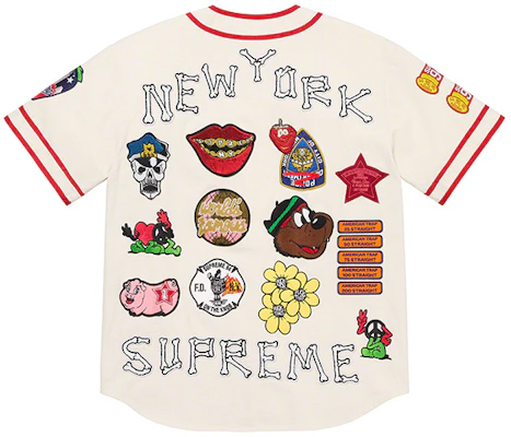 シュプリーム Week 10 パッチ デニム ベースボールジャージ ユニセックス Vネック ジャケット SUP-SS21-676 Shop シュプリーム Week 10 パッチ デニム ベースボールジャージ ユニセックス Vネック ジャケット SUP-SS21-676