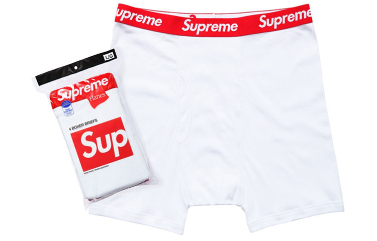 Supreme Week 1 x Hanes Boxer Briefs 4-Pack White Comfortable Fit Underwear. SUP-FW19-006'