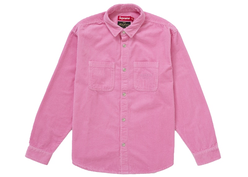 Supreme Wide Wale Corduroy Snap Shirt (FW25) Pink