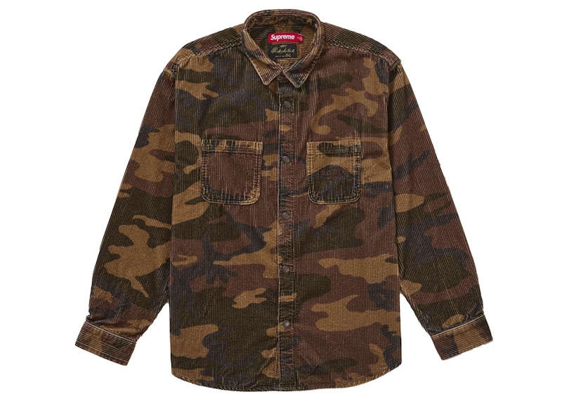 Supreme Wide Wale Corduroy Snap Shirt (FW25) Woodland Camo