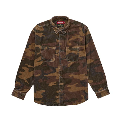 Supreme Wide Wale Corduroy Snap Shirt (FW25) Woodland Camo