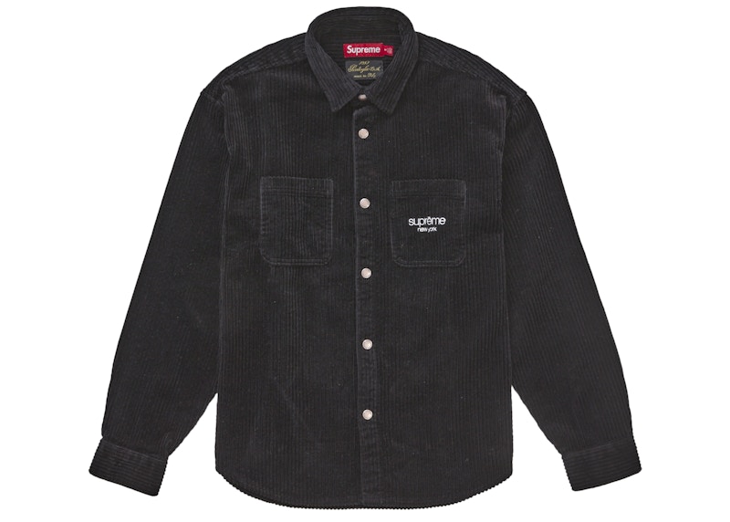 Supreme Wide Wale Corduroy Snap Shirt Black