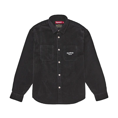 Supreme Wide Wale Corduroy Snap Shirt Black