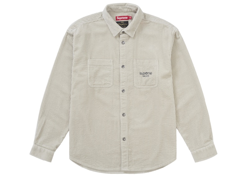 Supreme Wide Wale Corduroy Snap Shirt Natural