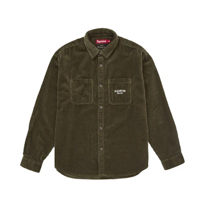 Supreme Wide Wale Corduroy Snap Shirt Olive