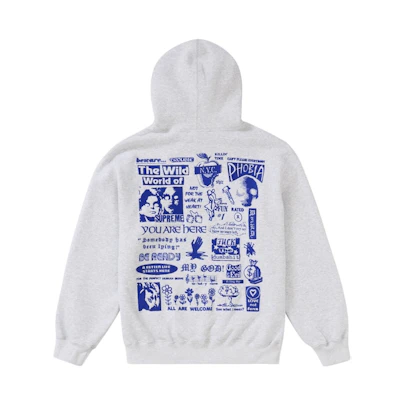 Supreme Wild Embroidered Hooded Sweatshirt Ash Grey