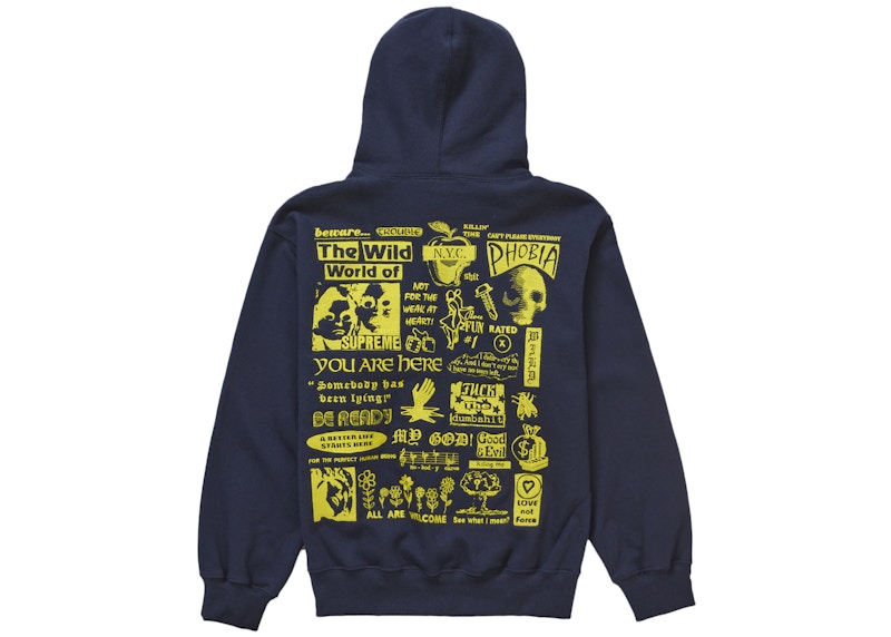 Supreme Wild Embroidered Hooded Sweatshirt Navy