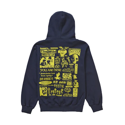 Supreme Wild Embroidered Hooded Sweatshirt Navy