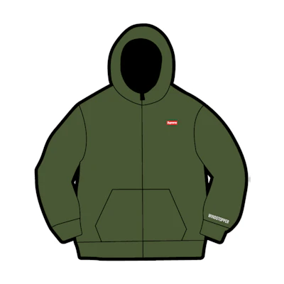 Supreme WINDSTOPPER Zip Up Hooded Sweatshirt Dark Olive