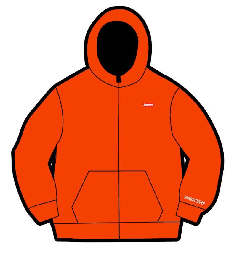 Supreme WINDSTOPPER Zip Up Hooded Sweatshirt Orange